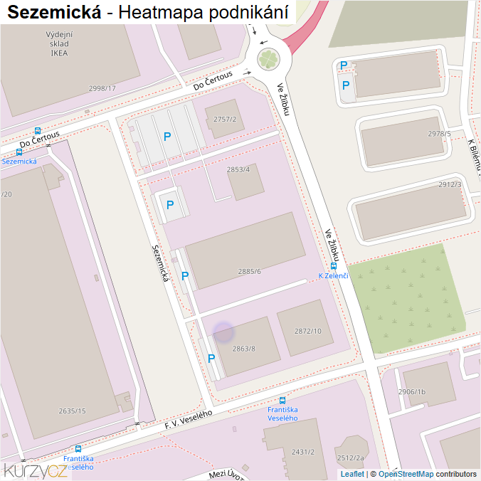 Mapa Sezemická - Firmy v ulici.