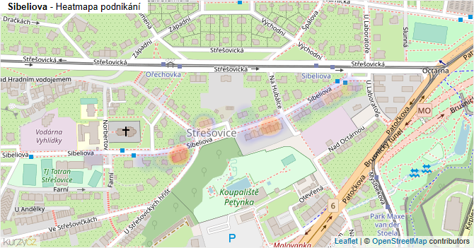 Sibeliova - mapa podnikání