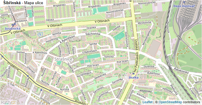 Šibřinská - mapa ulice
