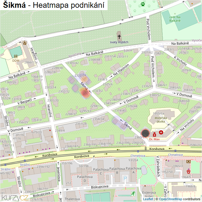 Mapa Šikmá - Firmy v ulici.