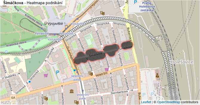 Šimáčkova - mapa podnikání