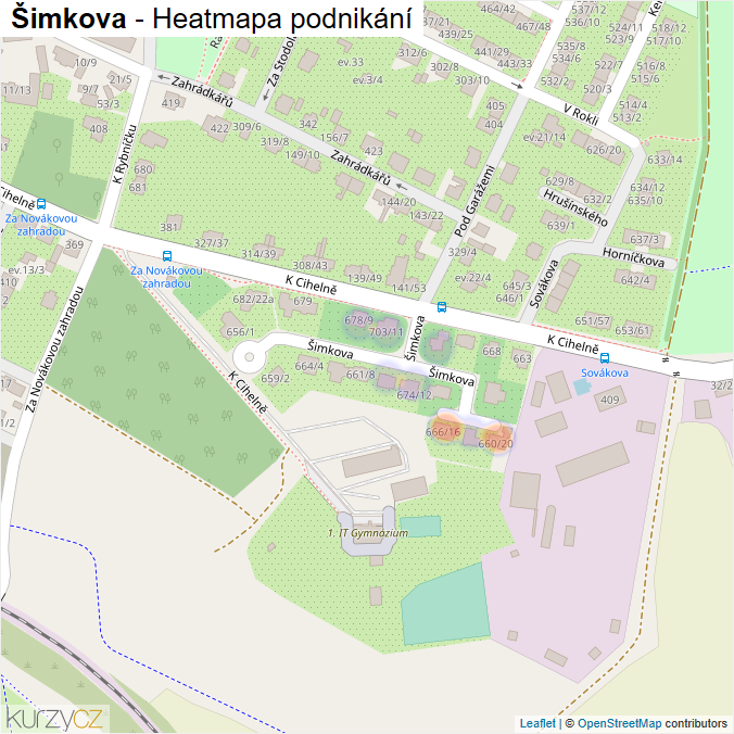 Mapa Šimkova - Firmy v ulici.