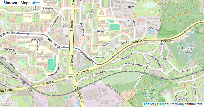 Šímova - mapa ulice