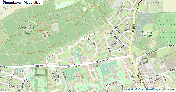 Šimůnkova - mapa ulice
