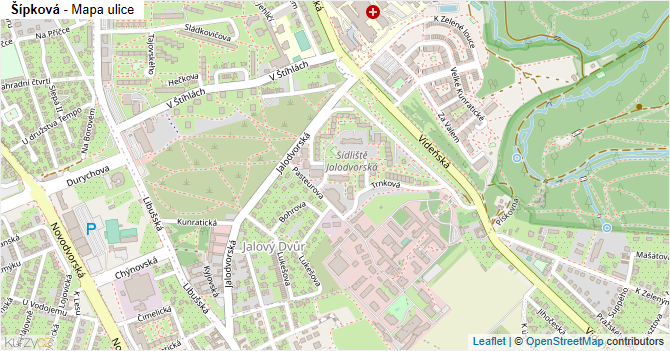 Šípková - mapa ulice