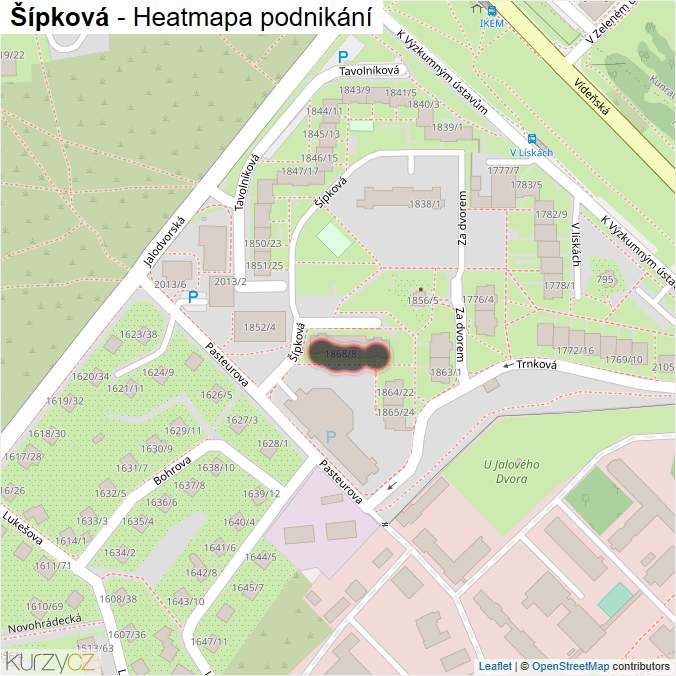 Mapa Šípková - Firmy v ulici.