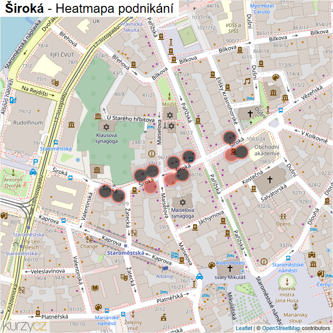 Mapa Široká - Firmy v ulici.