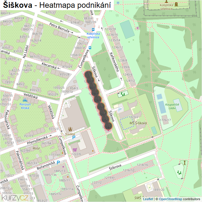 Mapa Šiškova - Firmy v ulici.