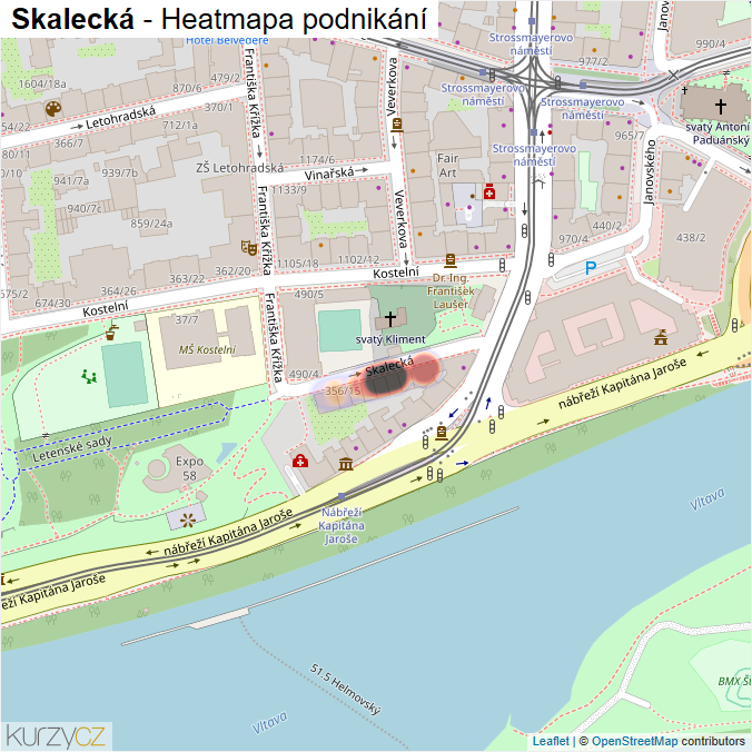 Mapa Skalecká - Firmy v ulici.