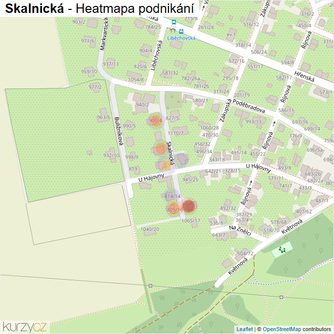 Mapa Skalnická - Firmy v ulici.