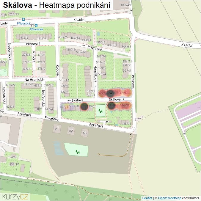 Mapa Skálova - Firmy v ulici.