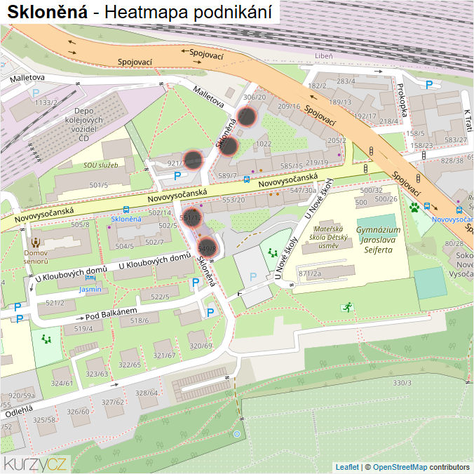 Mapa Skloněná - Firmy v ulici.
