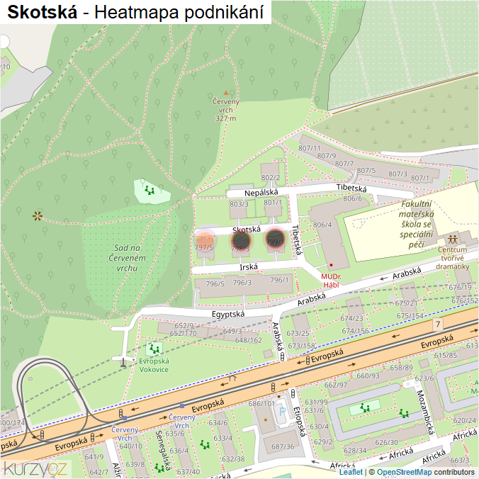 Mapa Skotská - Firmy v ulici.