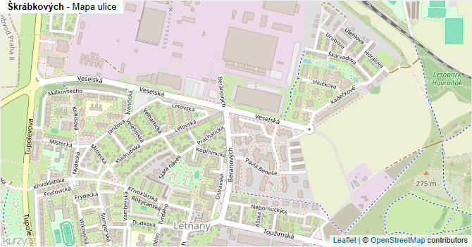 Škrábkových - mapa ulice