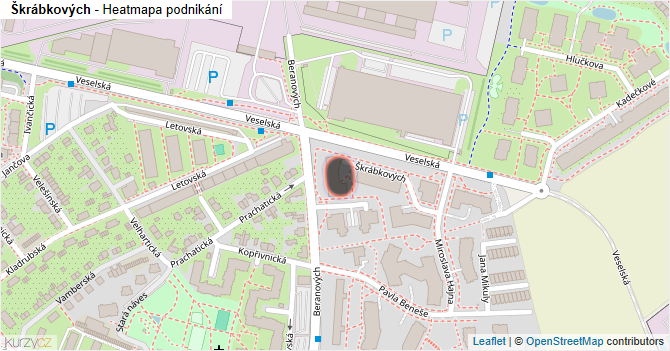 Škrábkových - mapa podnikání