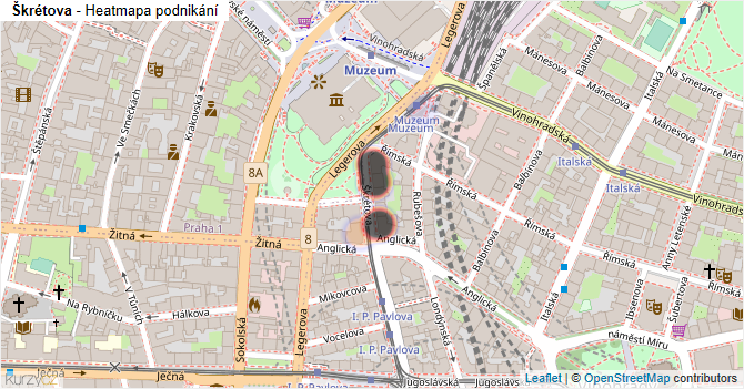 Škrétova - mapa podnikání