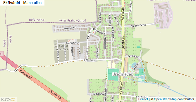 Skřivánčí - mapa ulice