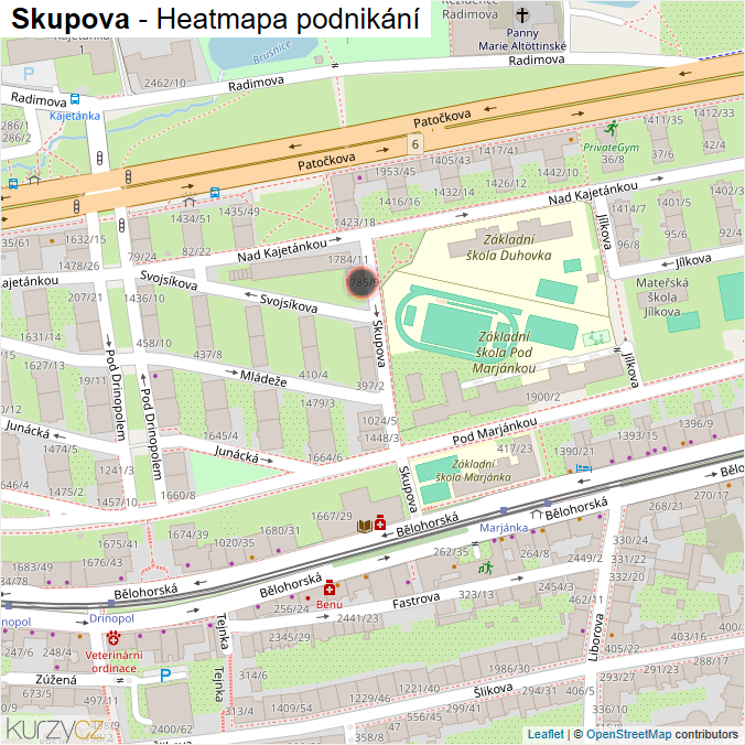 Mapa Skupova - Firmy v ulici.