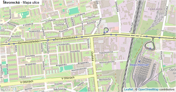 Škvorecká - mapa ulice