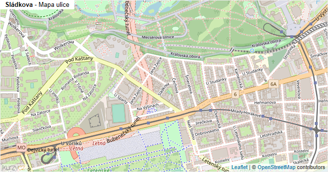 Sládkova - mapa ulice