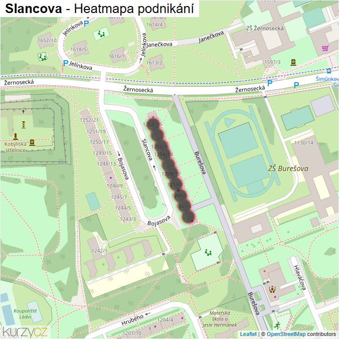 Mapa Slancova - Firmy v ulici.
