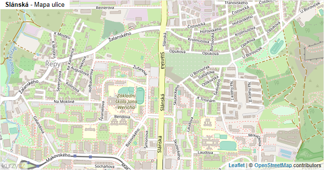 Slánská - mapa ulice
