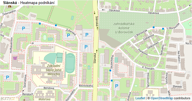 Slánská - mapa podnikání