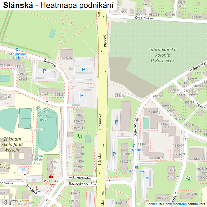 Mapa Slánská - Firmy v ulici.