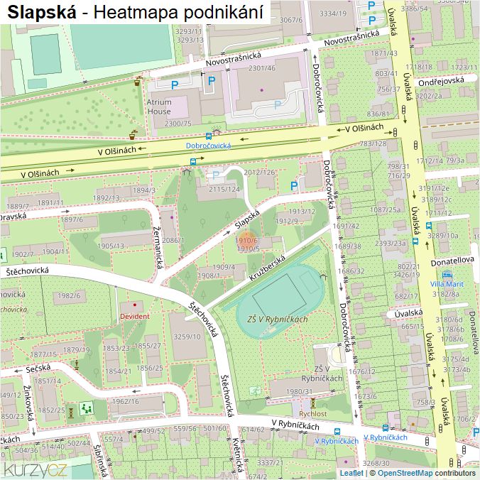 Mapa Slapská - Firmy v ulici.