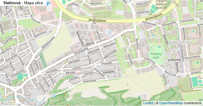 Slatinová - mapa ulice