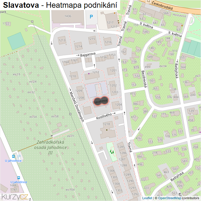 Mapa Slavatova - Firmy v ulici.