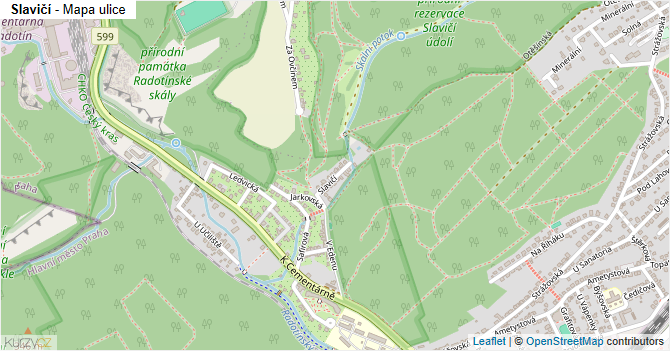 Slavičí - mapa ulice