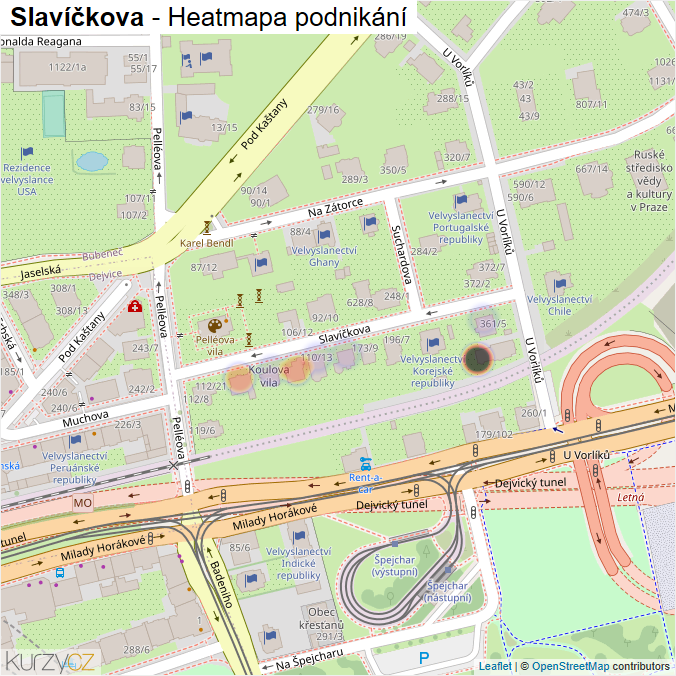 Mapa Slavíčkova - Firmy v ulici.