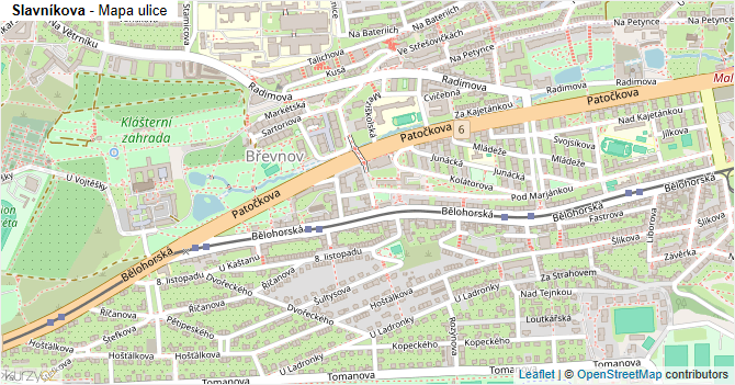 Slavníkova - mapa ulice