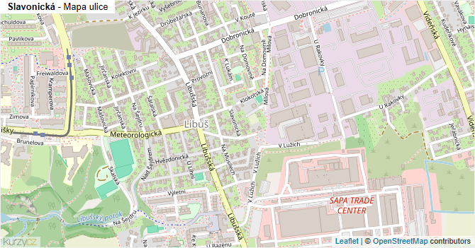 Slavonická - mapa ulice