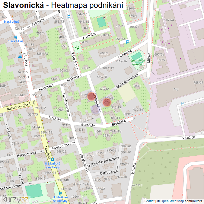 Mapa Slavonická - Firmy v ulici.