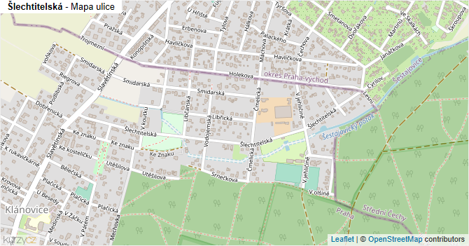 Šlechtitelská - mapa ulice