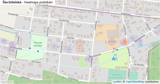 Šlechtitelská - mapa podnikání
