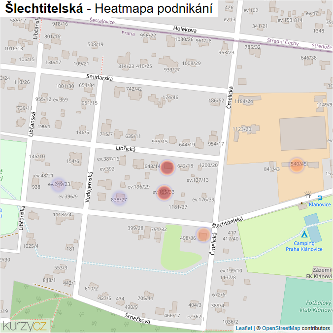 Mapa Šlechtitelská - Firmy v ulici.