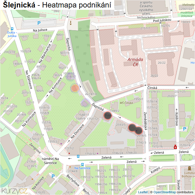 Mapa Šlejnická - Firmy v ulici.