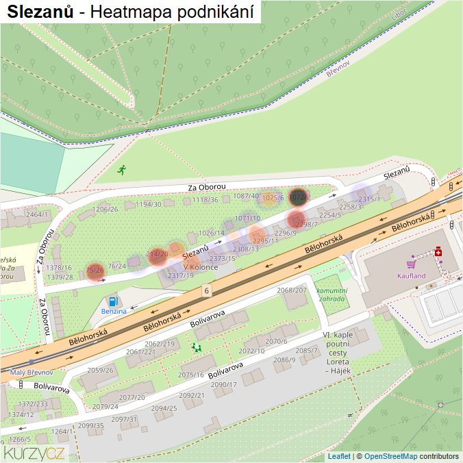 Mapa Slezanů - Firmy v ulici.