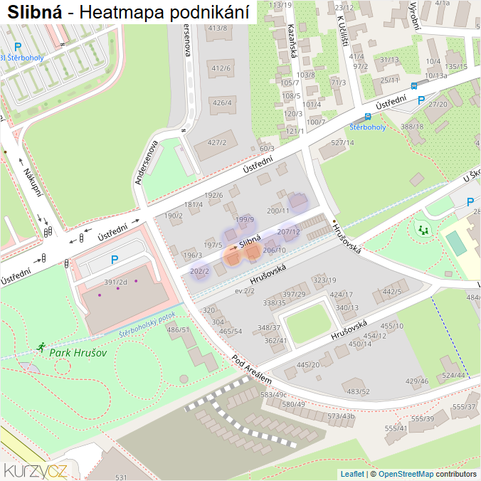 Mapa Slibná - Firmy v ulici.