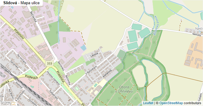 Slídová - mapa ulice