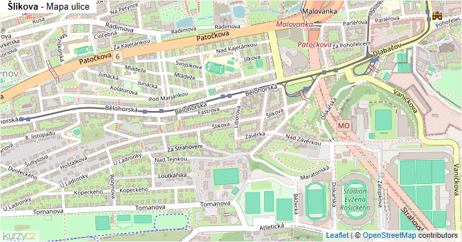 Šlikova - mapa ulice