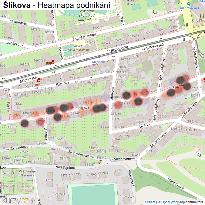 Mapa Šlikova - Firmy v ulici.