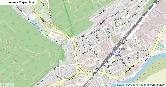 Slinková - mapa ulice