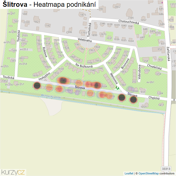Mapa Šlitrova - Firmy v ulici.