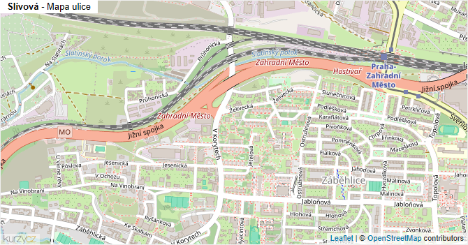 Slívová - mapa ulice