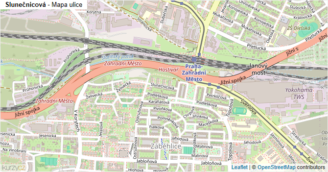 Slunečnicová - mapa ulice