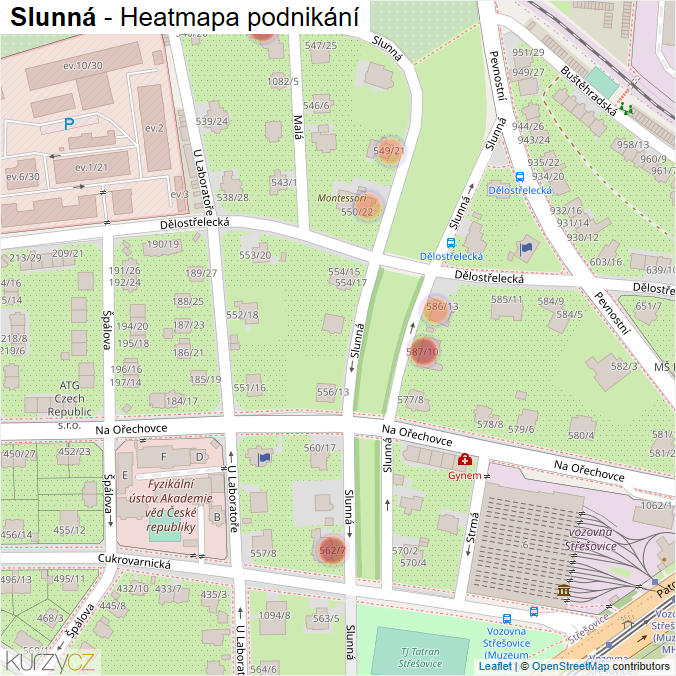 Mapa Slunná - Firmy v ulici.